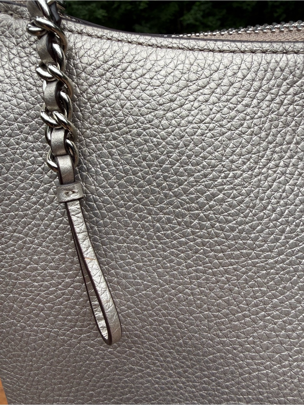 Coach Mia Metallic Silver Pebbled Leather Shoulder Bag NWT - Picture 9 of 9